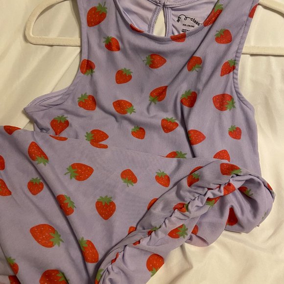 NWT Strawberry Dress Women's S/M or Girl's XXL, Mesh Fruit Purple Stretch Dress - Picture 2 of 12